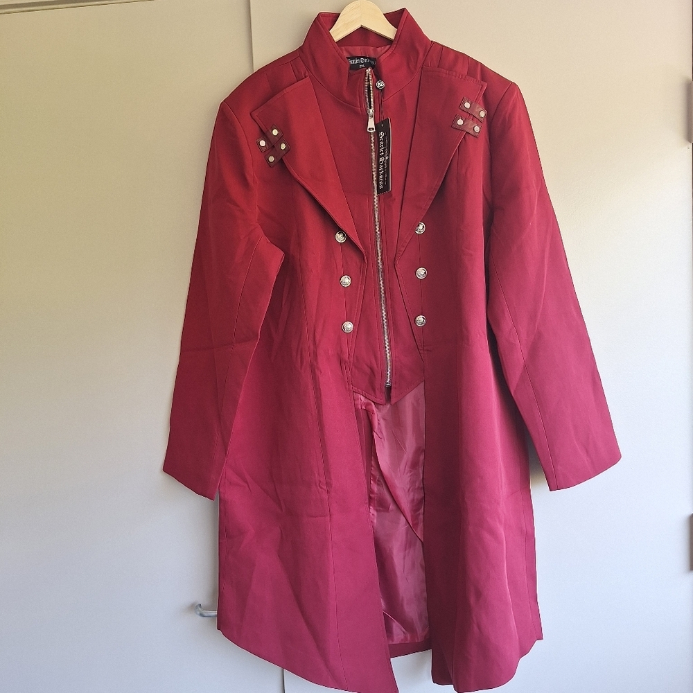 Scarlet Darkness Men Zip Up Asymmetrical Hem CoatSize 2XL NEW